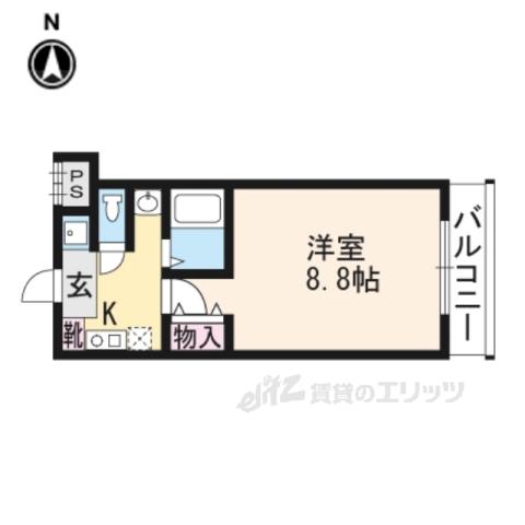 カサコモーダ東野(1K/2階)の間取り写真