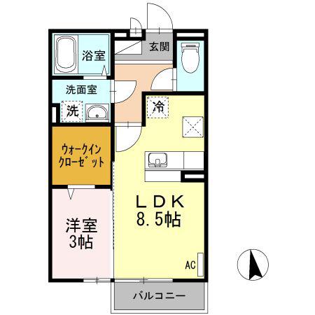 BONHEUR 2(1LDK/1階)の間取り写真