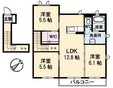 コスモコート(3LDK/2階)の間取り写真