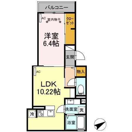 ムーンヒルズ・T(1LDK/3階)の間取り写真