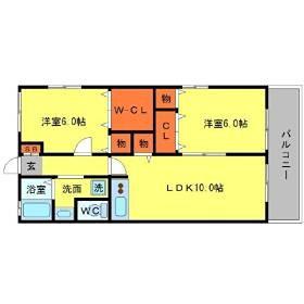 ステップハイツA棟(2LDK/1階)の間取り写真