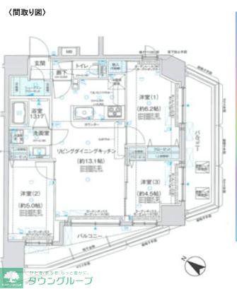 ライドリンク竹ノ塚(3LDK/11階)の間取り写真