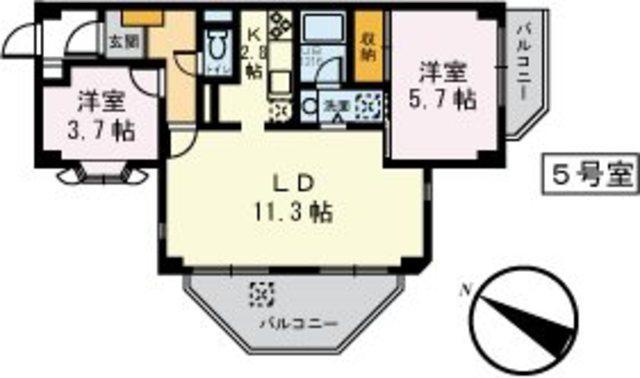 ライオンズマンションつきみ野の森第2(2LDK/1階)の間取り写真