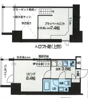 リセス大阪イースト(1DK/12階)の間取り写真