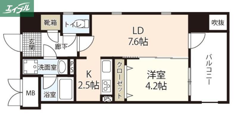 セントラルアヴェニュー下石井(1LDK/13階)の間取り写真