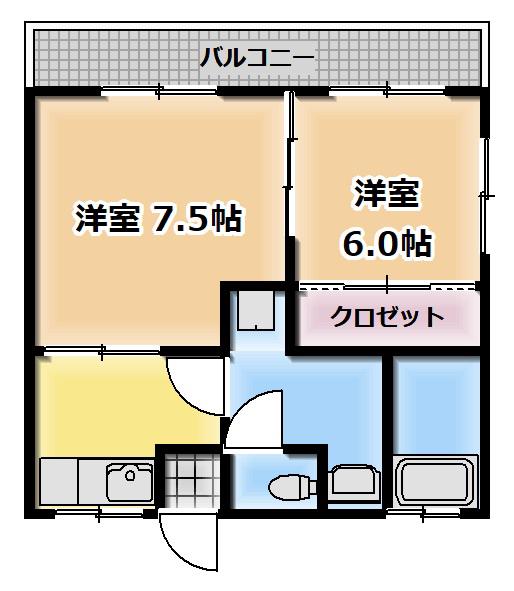 第二ゆき荘(2K/2階)の間取り写真