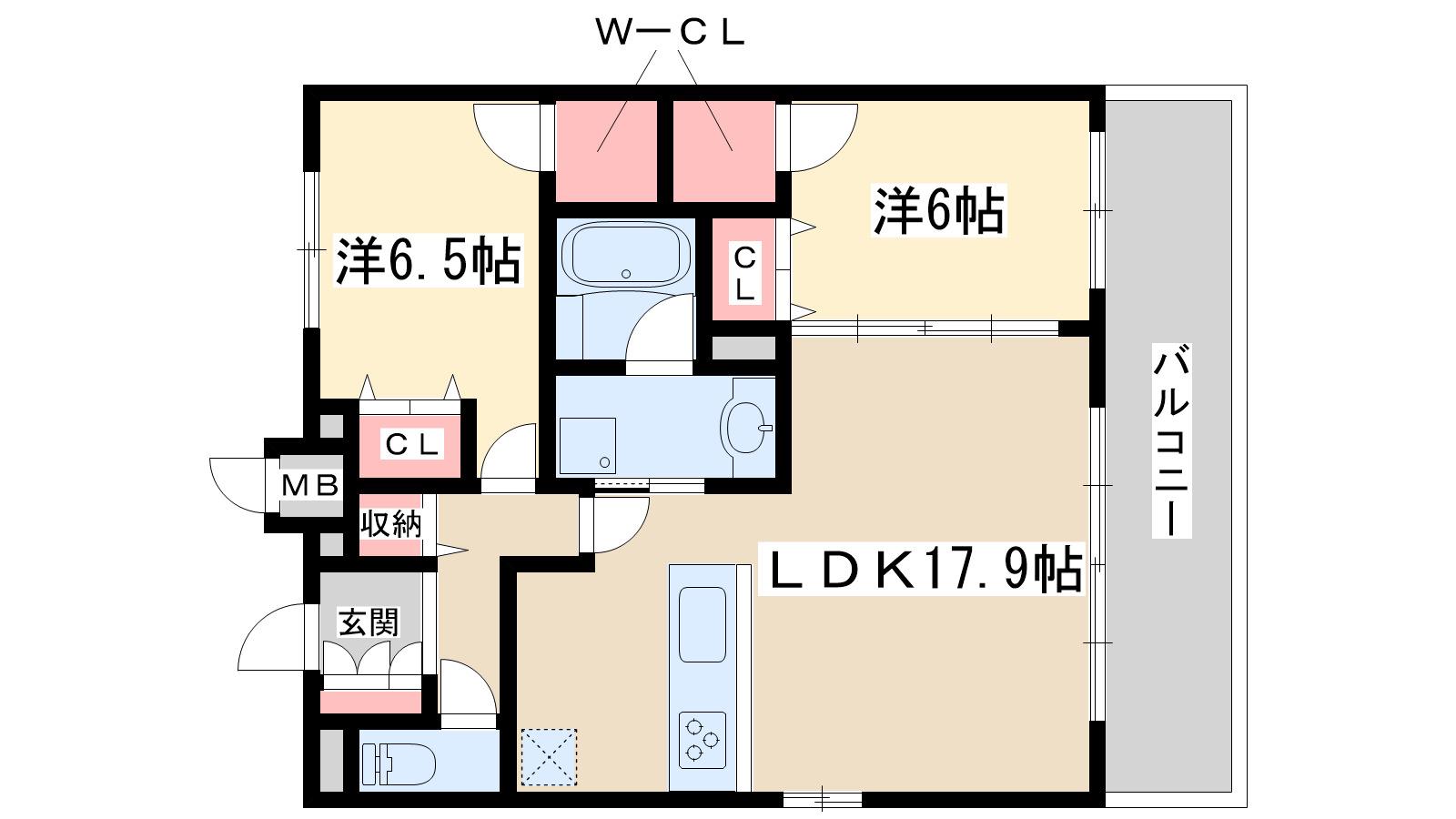 セノアタワー新大阪(2LDK/15階)の間取り写真