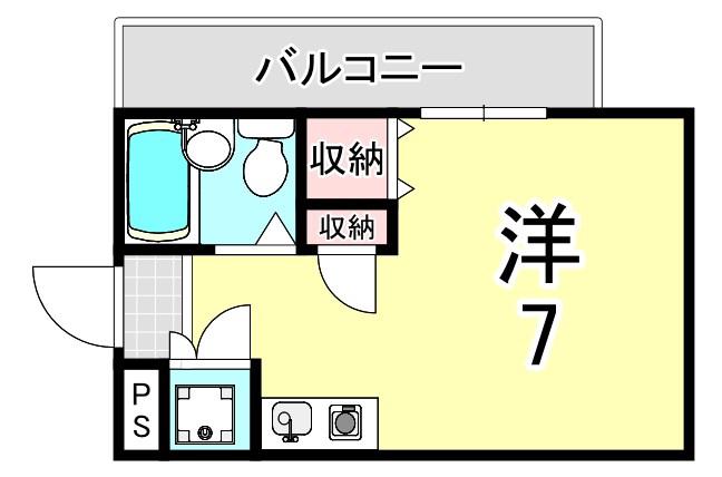 ロイヤルメゾン塚口VIII(ワンルーム/4階)の間取り写真