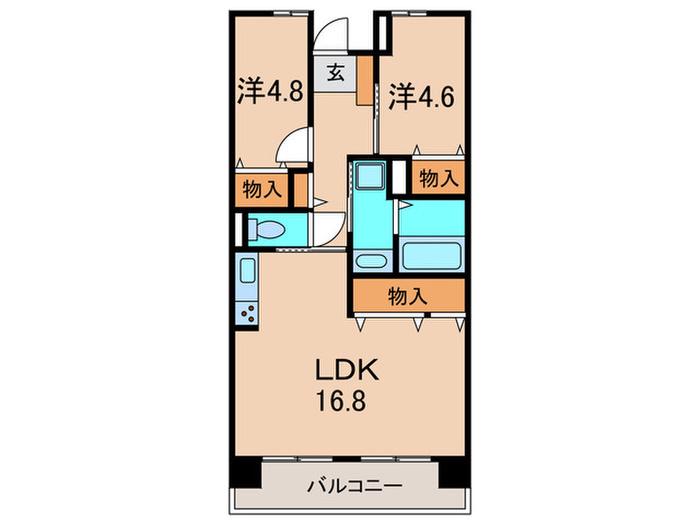 伊丹西桑津高層(2LDK/1階)の間取り写真