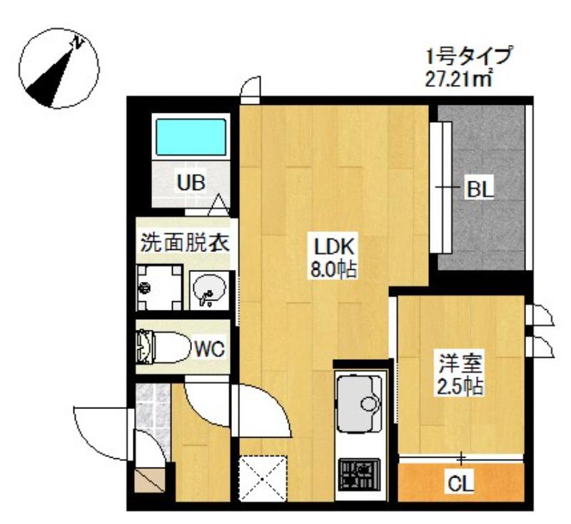 R-SMART 悦陽重陽(1LDK/1階)の間取り写真