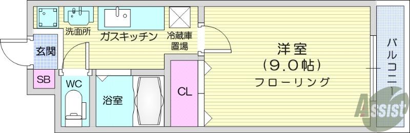 リーフハイツ(1K/4階)の間取り写真