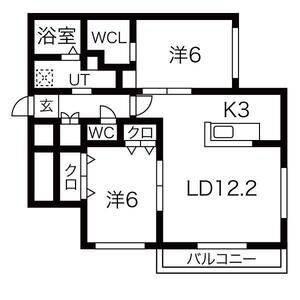 ライズステージ澄川(2LDK/2階)の間取り写真