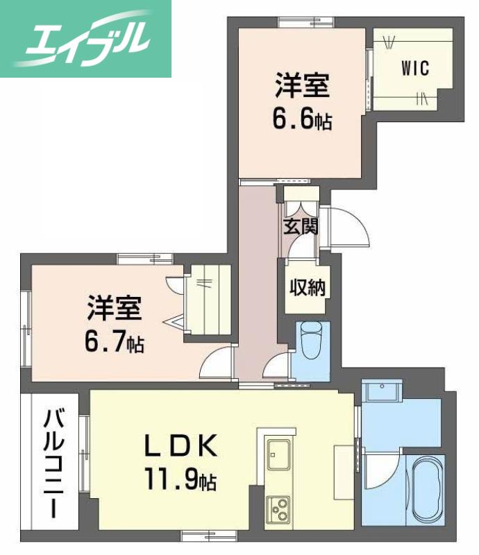 アイビー(2LDK/2階)の間取り写真