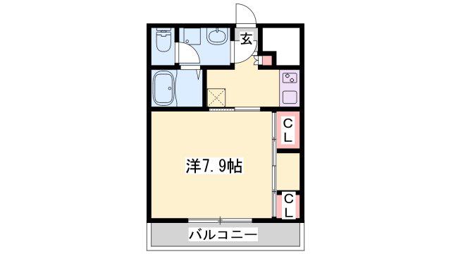 リープラス網干(1K/1階)の間取り写真