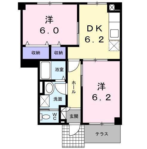 ニューシティ藤澤C棟(2DK/1階)の間取り写真