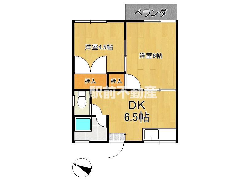 アルト左古町(2DK/2階)の間取り写真