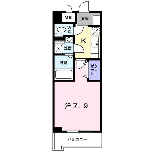 フラワーヒルズ(1K/3階)の間取り写真