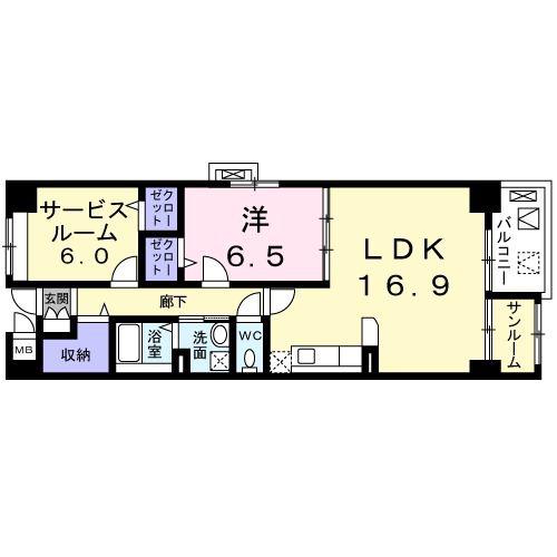 阪急京都線 西院駅(阪急) 徒歩4分 7階建 築12年(1LDK/5階)の間取り写真