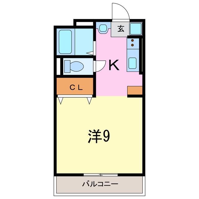 ハイツ清水II(ワンルーム/2階)の間取り写真