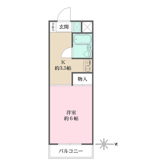 マツモト御殿山ハウス(1K/2階)の間取り写真