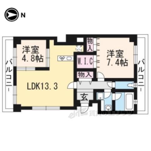 かぐら坂荘(2LDK/3階)の間取り写真