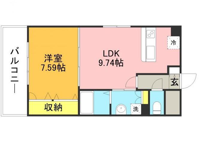 アース・フレンドリー室見駅前(1LDK/8階)の間取り写真