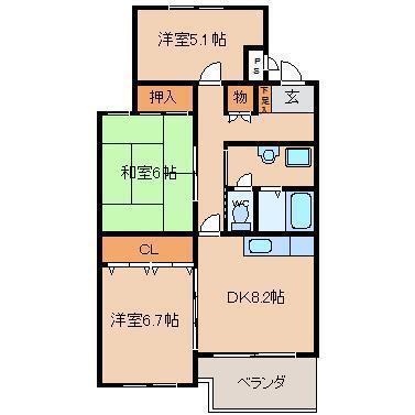 サンハイツ石田(3DK/1階)の間取り写真