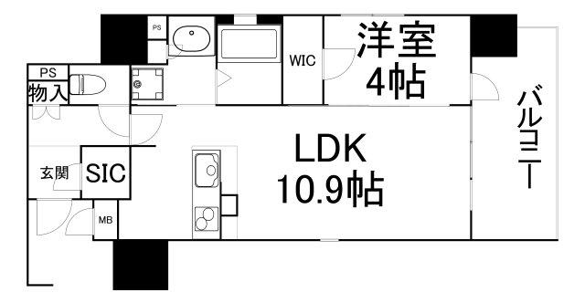 OPUS RESIDENCE SHINSAIBASHI SOUT(1LDK/11階)の間取り写真