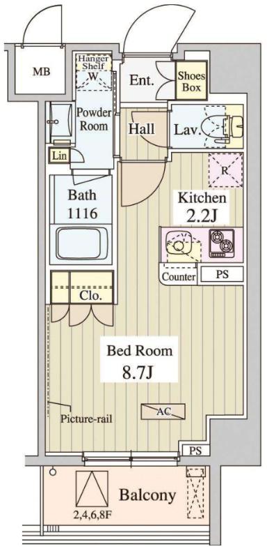 WASEDA APARTMENT (1K/6階)の間取り写真