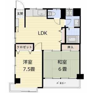 コーポ三鈴(2LDK/5階)の間取り写真