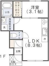 AIZU鳥栖(1LDK/1階)の間取り写真