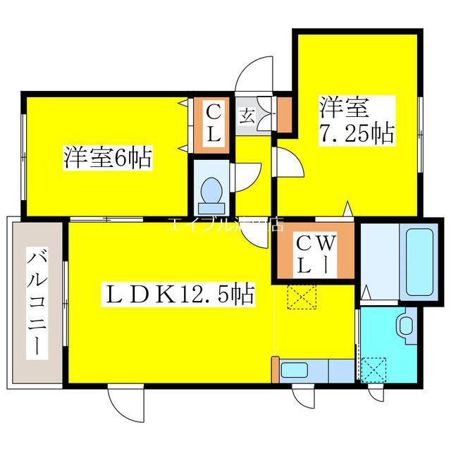 サンセールII(2LDK/2階)の間取り写真