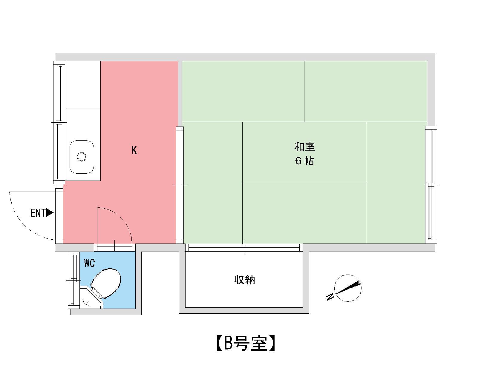 大阪屋荘(1K/2階)の間取り写真