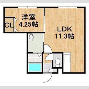 マリオット千歳(1LDK/3階)の間取り写真