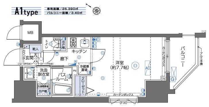 ZOOM川崎SECOND(1K/12階)の間取り写真