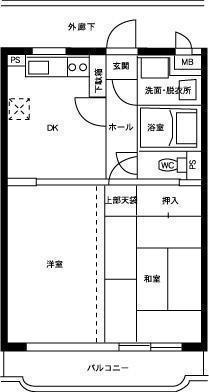 ベルコーポハシモト(2DK/1階)の間取り写真