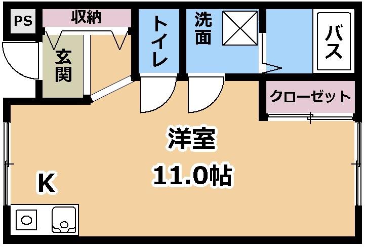 セルフィーユ守山(ワンルーム/1階)の間取り写真