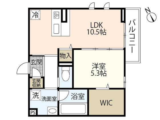 D-ROOM中筋 II棟(1LDK/3階)の間取り写真