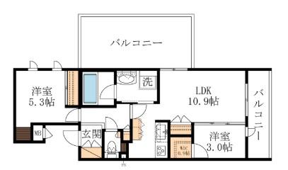 ルマセラ(2LDK/3階)の間取り写真