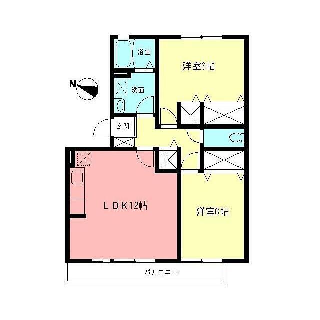 コンフォート(2LDK/2階)の間取り写真