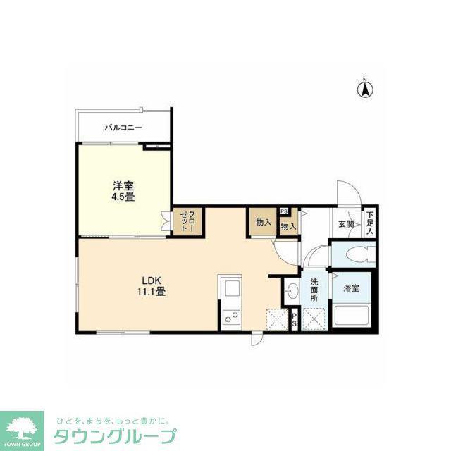 ウェルスクエア馬込(1LDK/2階)の間取り写真