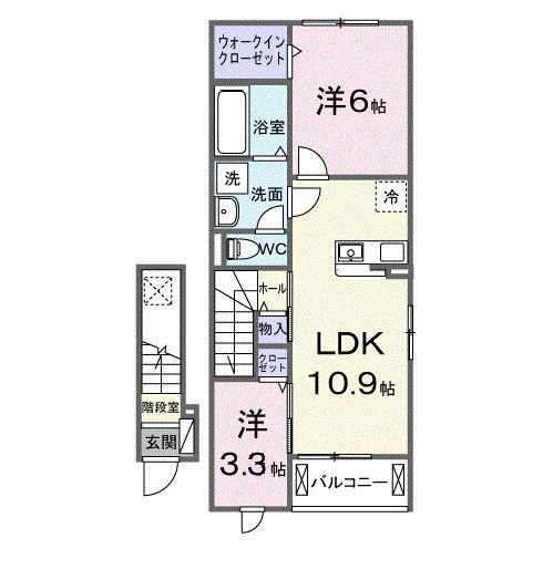 西深津町1丁目アパート(2LDK/2階)の間取り写真