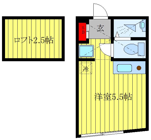 メイリリー東十条(ワンルーム/2階)の間取り写真