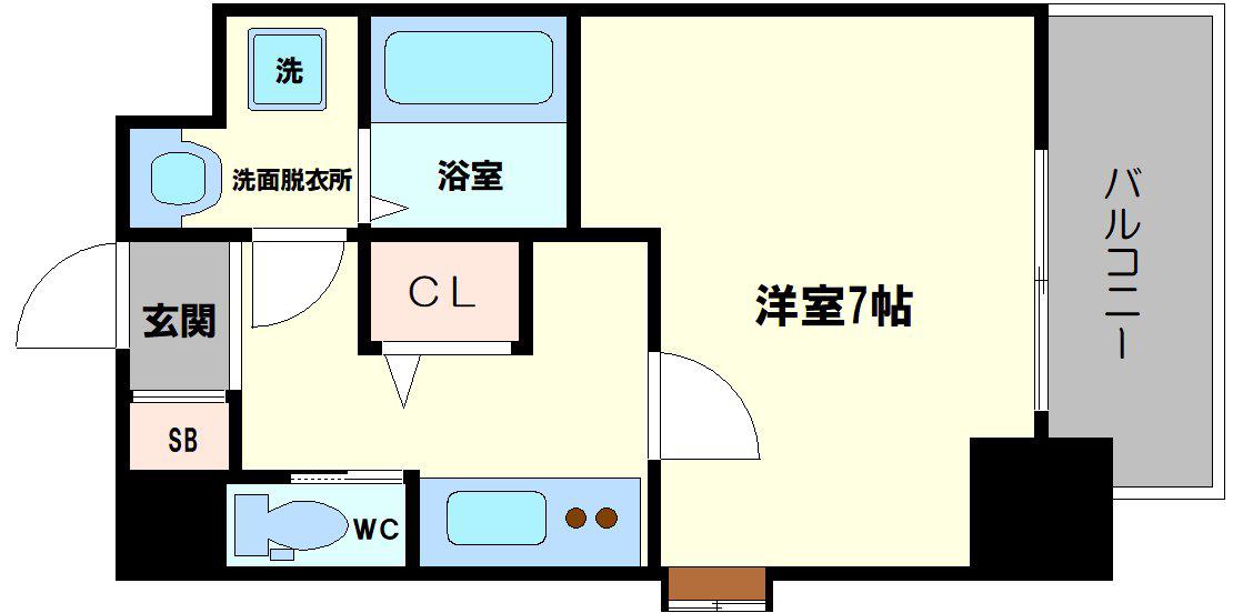 リデア南堀江(1K/2階)の間取り写真