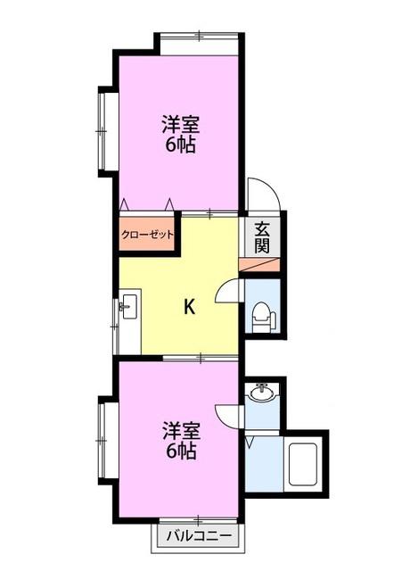 コスモビレッジ松浜新町(2K/1階)の間取り写真