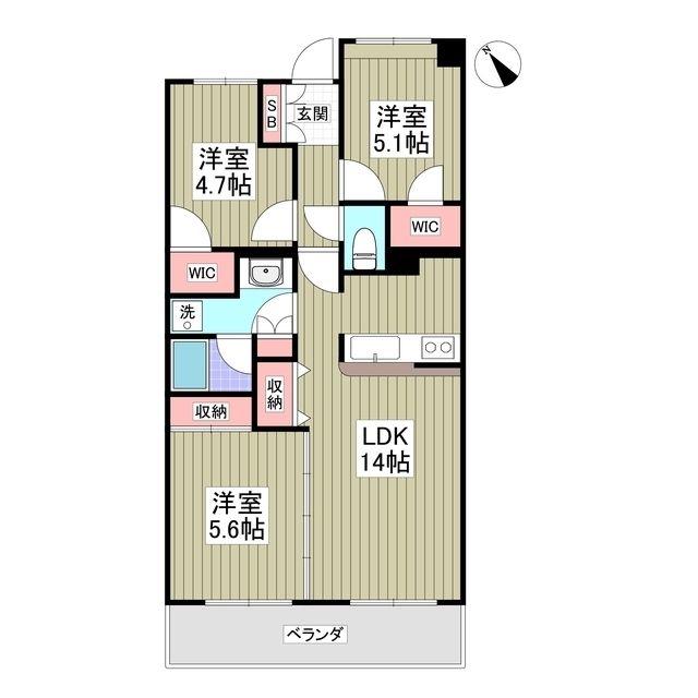 センチュリーつくばみらい平 A棟(3LDK/12階)の間取り写真