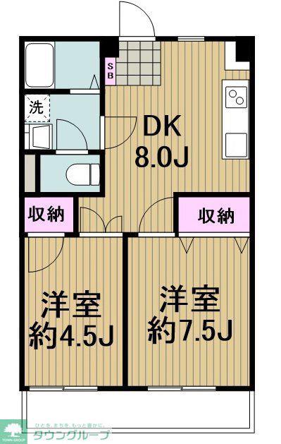 新屋第一マンション(2DK/2階)の間取り写真