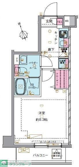 GENOVIA亀戸IVSKYGARDEN(1K/2階)の間取り写真