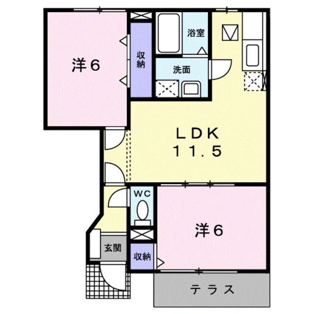 パインズドールII(2LDK/1階)の間取り写真