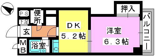 アバンティ野間(1DK/3階)の間取り写真